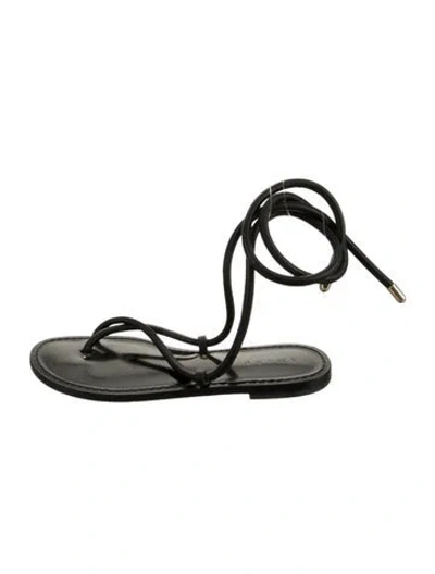 Pre-owned Amanu Leather Sandals In Green