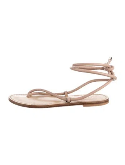 Pre-owned Amanu Leather Sandals In Neutrals