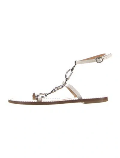 Pre-owned Amanu Leather Sandals In Neutrals/white