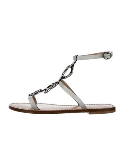 Pre-owned Amanu Leather Sandals In Silver