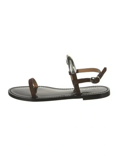 Pre-owned Amanu Leather Sandals W/ Tags In Black