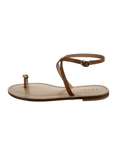 Pre-owned Amanu Leather Sandals W/ Tags In Gold