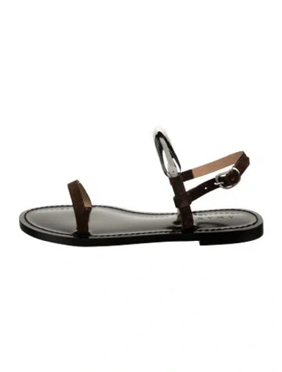 Pre-owned Amanu Leather Sandals W/ Tags In Silver