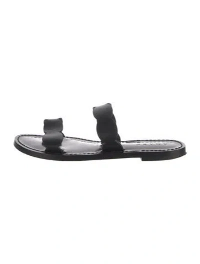 Pre-owned Amanu Leather Slides In Black