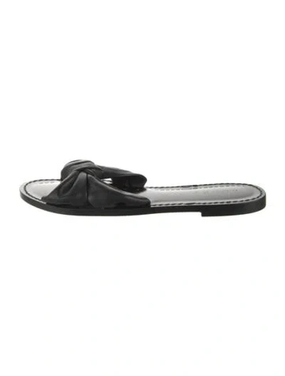 Pre-owned Amanu Leather Slides In Black