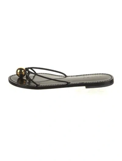 Pre-owned Amanu Leather Slides In Black