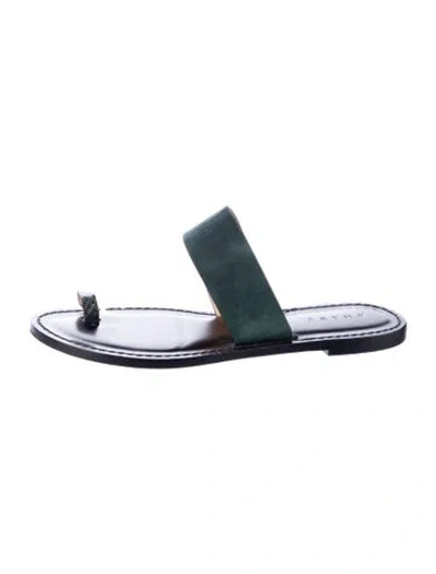 Pre-owned Amanu Leather Slides In Black
