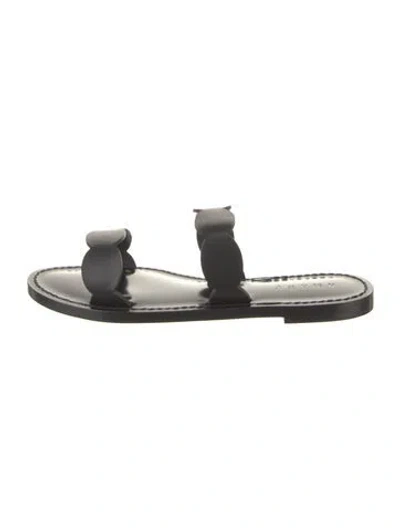 Pre-owned Amanu Leather Slides In Black