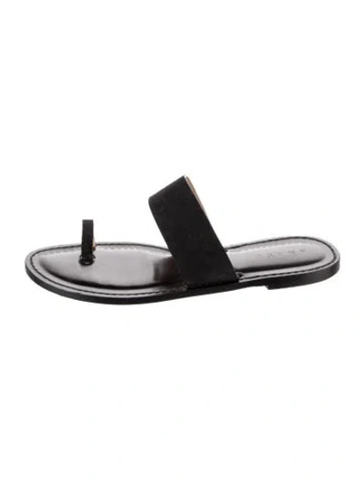 Pre-owned Amanu Leather Slides In Black
