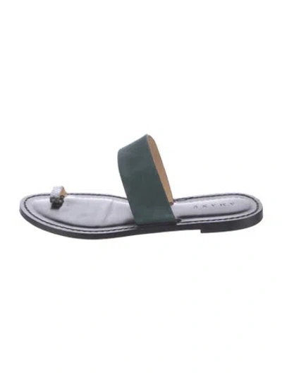 Pre-owned Amanu Leather Slides In Blue