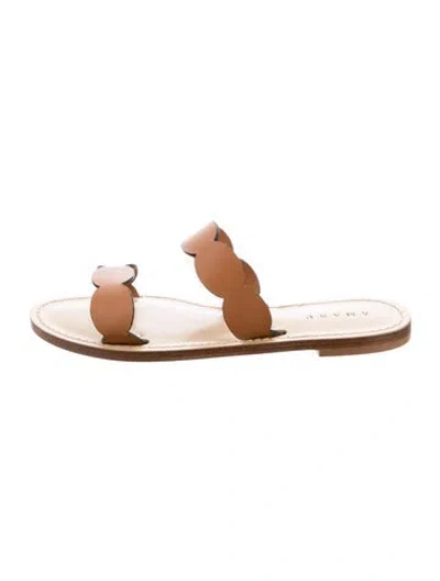 Pre-owned Amanu Leather Slides In Brown