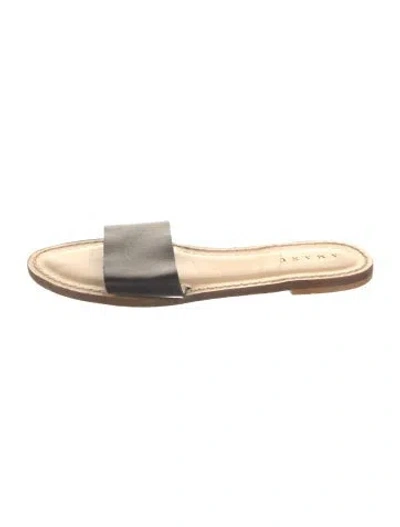 Pre-owned Amanu Leather Slides In Gold