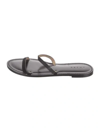 Pre-owned Amanu Leather Slides In Gray