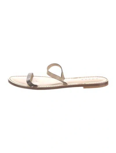 Pre-owned Amanu Leather Slides In Neutral