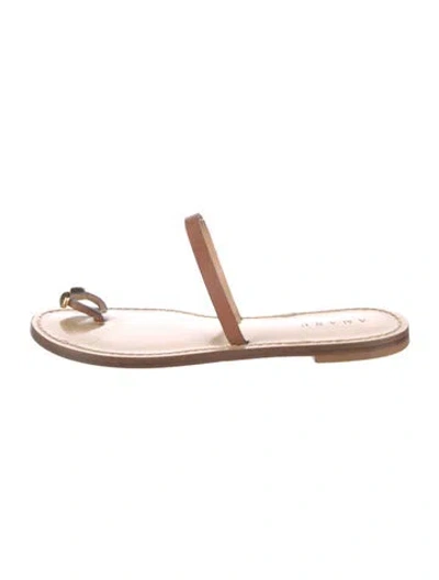 Pre-owned Amanu Leather Slides In Pink