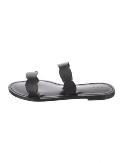 Pre-owned Amanu Leather Slides W/ Tags In Black