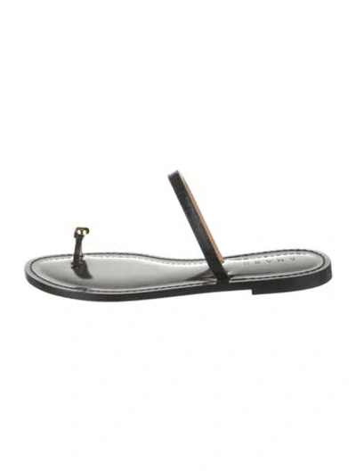 Pre-owned Amanu Leather Slides In White