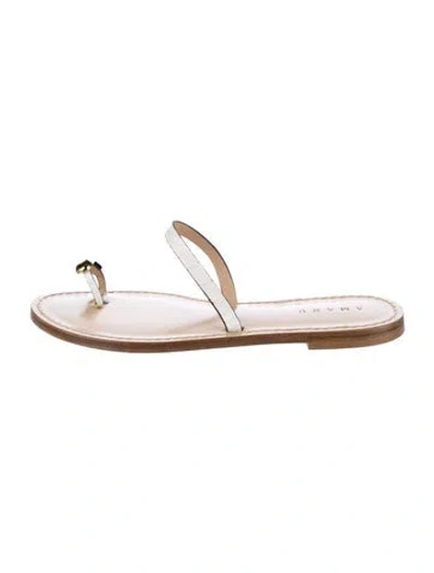 Pre-owned Amanu Leather Slides In White