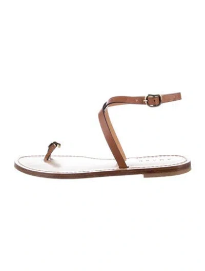 Pre-owned Amanu Leather Slingback Sandals In Brown