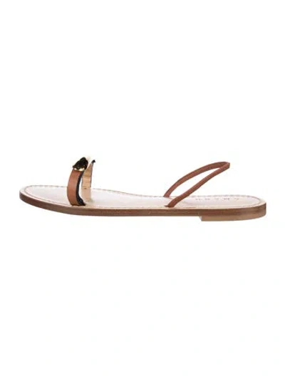 Pre-owned Amanu Leather Slingback Sandals In Brown