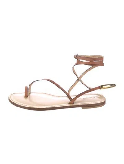 Pre-owned Amanu Leather Slingback Sandals In Brown