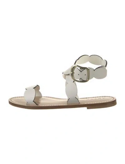 Pre-owned Amanu Leather Slingback Sandals In White