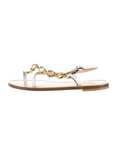 Pre-owned Amanu Leather Slingback Sandals In White