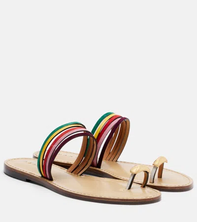 Amanu Lusaka Leather Thong Sandals In Multi