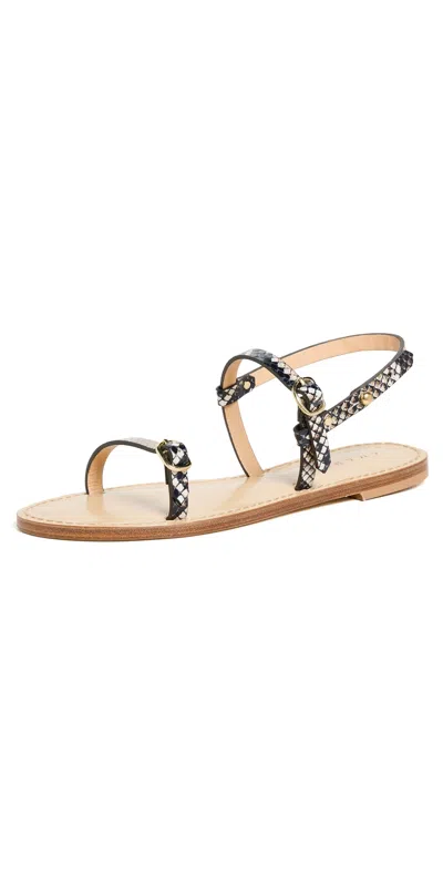 Amanu The Muthaiga Python Leather Sandals In Stone Python
