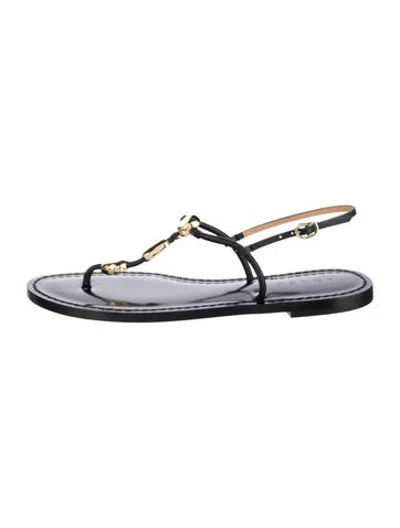 Pre-owned Amanu Patent Leather Sandals In Black