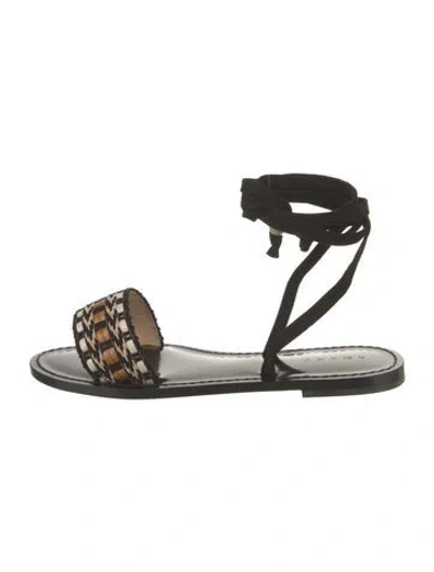 Pre-owned Amanu Patterned Sandals W/ Tags In Black