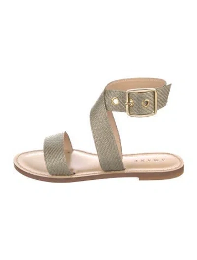 Pre-owned Amanu Rattan Animal Print Gladiator Sandals W/ Tags In Green