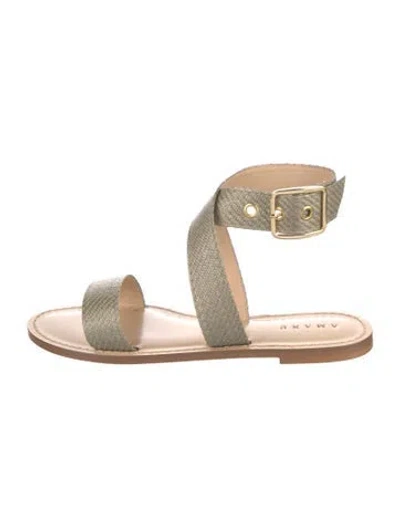 Pre-owned Amanu Rattan Gladiator Sandals In Green