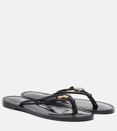 Amanu Shela Leather Thong Sandals In Black