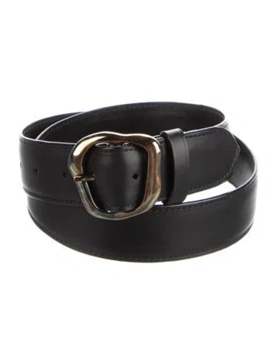 Pre-owned Amanu Skinny Leather Waist Belt In Black