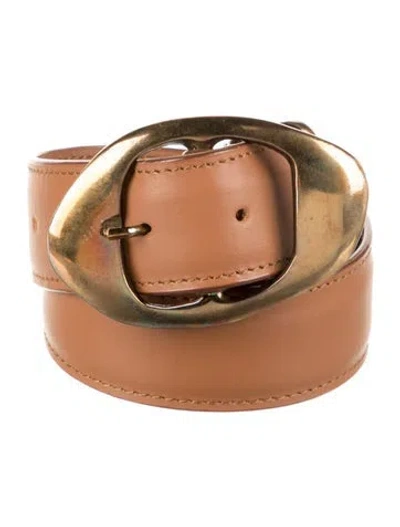 Pre-owned Amanu Skinny Leather Waist Belt In Brown
