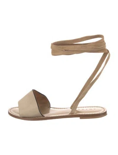 Pre-owned Amanu Suede Gladiator Sandals In Neutral