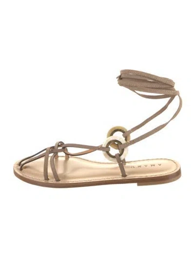 Pre-owned Amanu Suede Gladiator Sandals In Neutral