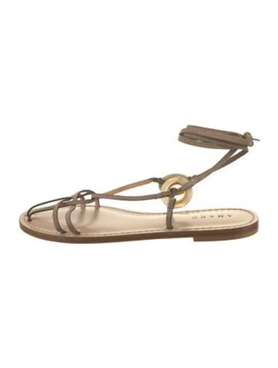 Pre-owned Amanu Suede Gladiator Sandals W/ Tags In Neutral