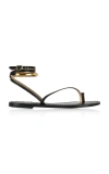 Amanu The Senegal Embellished Leather Sandals In Black