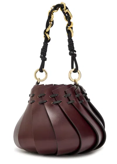 Amanu The Mini Burundi Panelled Leather Bucket Bag In Burgundy