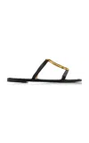 Amanu The Sahara Gold-tone And Leather Sandals In Black