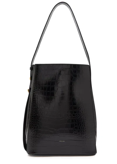 Amanu The Somalia Crocodile-embossed Leather Tote In Black