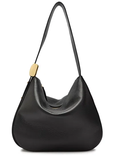Amanu The Zambia Grained Leather Shoulder Bag In Black