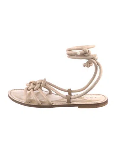 Pre-owned Amanu Vintage Leather Gladiator Sandals In Neutral