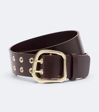 Amanu Wandile Leather Belt In Burgundy