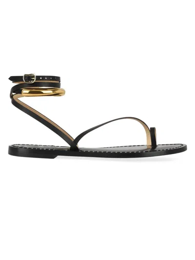 Amanu Women's 17 The Kalahari Leather Ankle-wrap Sandals In Black