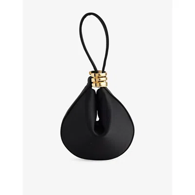 Amanu Womens Black Mini Zambia Satin Pouchette Bag