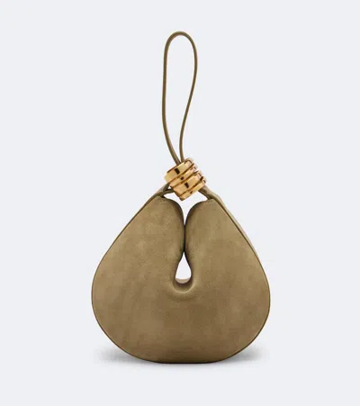Amanu Zambia Ring Small Suede Top-handle Bag In Gray