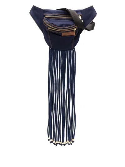 Amapô Fringe-detail Cotton Belt Bag In Blue